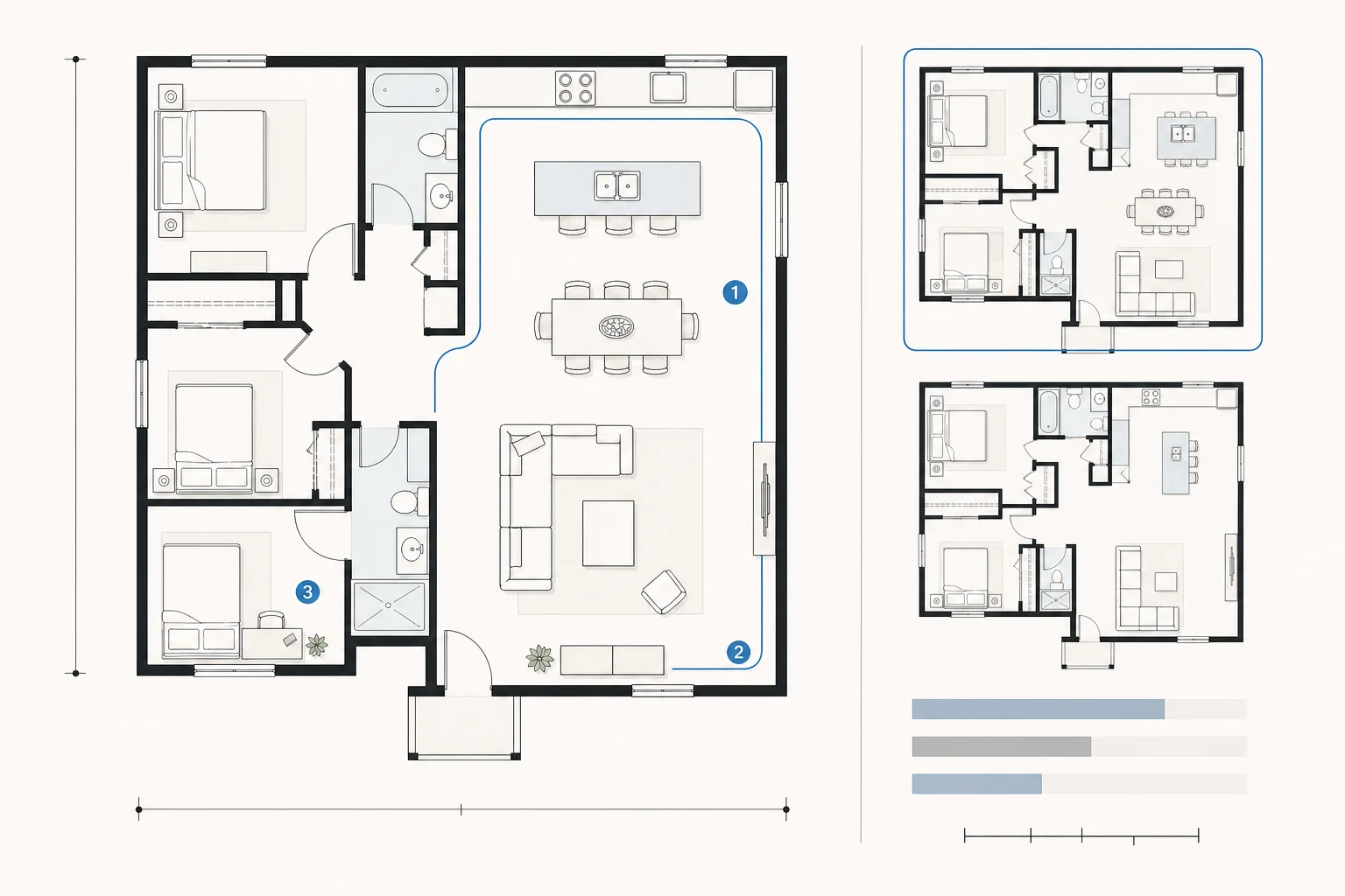 Annotated property floor plan used for feasibility and stakeholder review